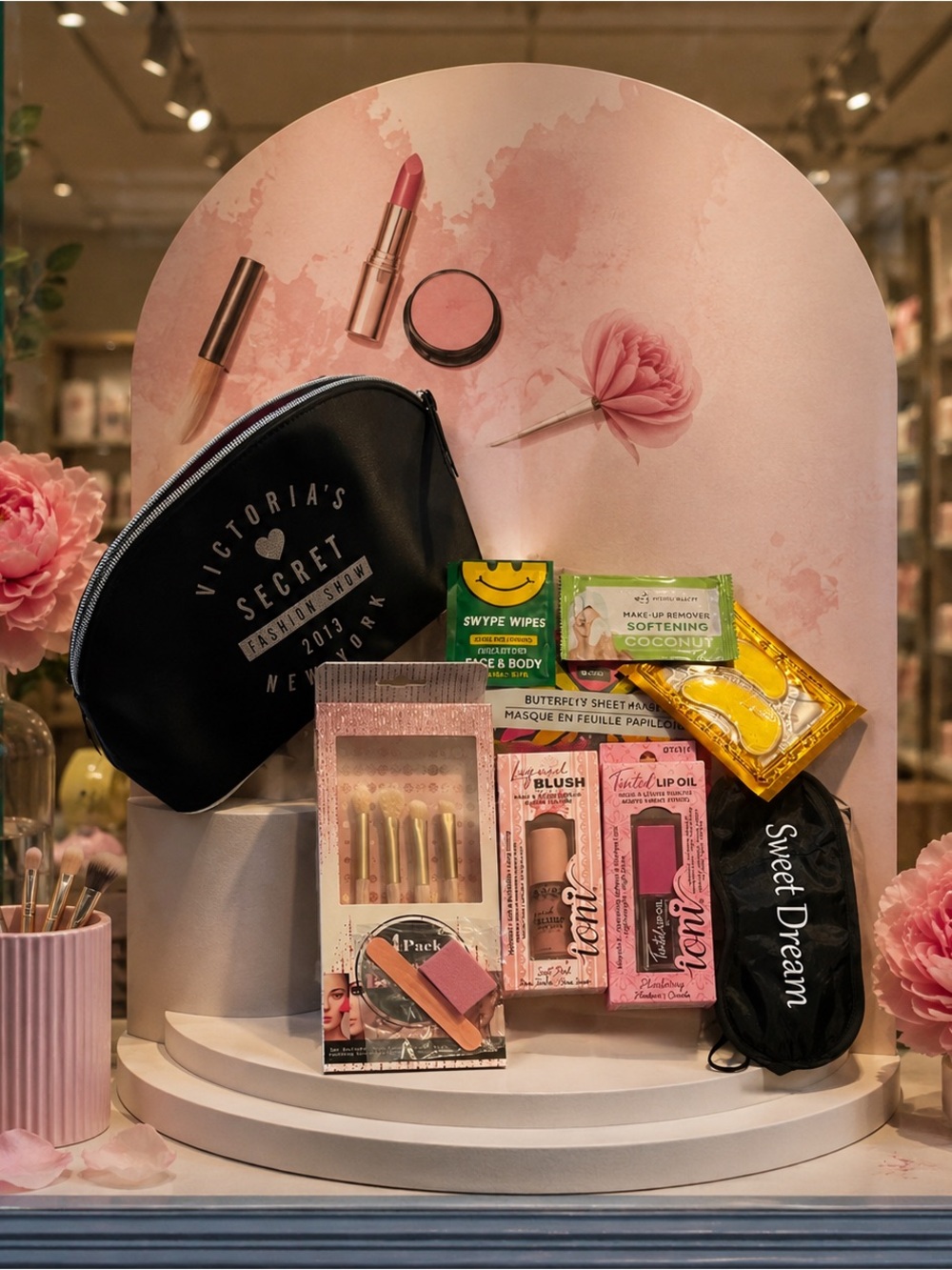 Victoria's Secret Black Bag with Beauty Essentials
